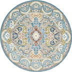 Unique Loom Narenj Collection Classic Traditional Medallion Textured Design Area Rug, 10' 0" x 10' 0", Blue/Tan