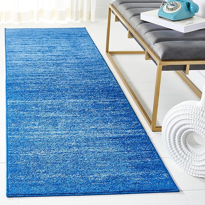 SAFAVIEH Adirondack Collection Runner Rug - 2'1" x 6', Light Blue & Dark Blue, Modern Ombre Design, Non Shedding & Easy to Clean, Ideal for Hallway, Foyer, Kitchen, Entryway, Bedroom (ADR113F)