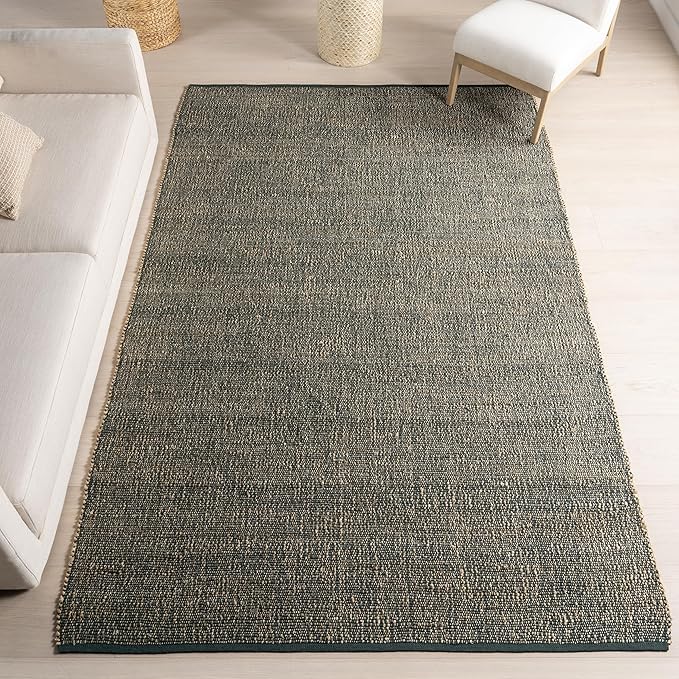 Nuloom Elfriede Handmade, Green/Natural, 5' x 8', Jute & Cotton, Textured and Earthy, High Traffic, Stain Resistant, Easy Clean, Durable Area Rug for Bedroom, Living Room, Dining, Entryway