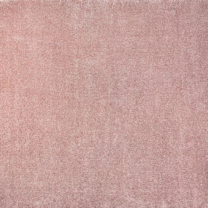 Eyely UES100P-7SQ Supersoft Haze Solid Low-Pile Indoor Area Rug, Coastal, Bohemian, Minimalist, Classic, Casual for Bedroom,Kitchen,Living Room,Non Shedding,Easy-Washing, Pink, 7' Square