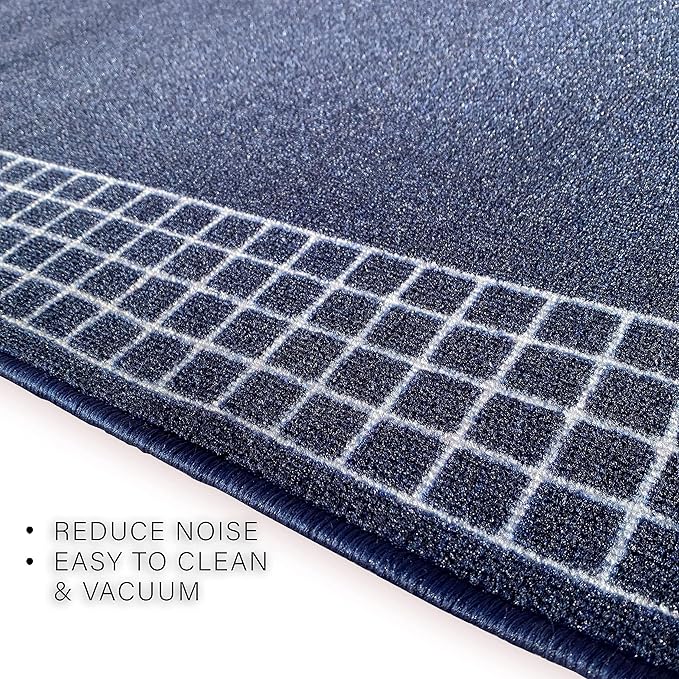 Custom Made Runner Rug for Kitchen Foyer Hallway Entry Choose Your Length 31 Inch Wide Geometric CheckeBlue Design Blue Color (10 feet x 31 Inch)