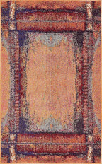 Unique Loom Estrella Collection Rustic, Distressed, Modern, Abstract Area Rug (3' 3 x 5' 3 Rectangular, Orange/Black)