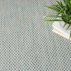 Nourison Home Courtyard Ivory Aqua 5' x Round Area Rug - Easy Clean, Non Shedding, Bed Room, Living Room, Dining Room, Kitchen (5' x Round)