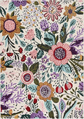 Hand-Tufted Floral Area Rug - Colorful Garden Design with Beautiful Flower Patterns - Modern Style Premium Carpet for Living Room & Bedroom or Kitchen (6' Round)