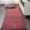 Eyely UES100E-210 Supersoft Haze Solid Low-Pile Indoor Runner Rug Casual;Contemporary;Solid;Traditional, Bedroom, Kitchen, Living Room, Easy-Cleaning, Non-Shedding, 2 X 10, Red