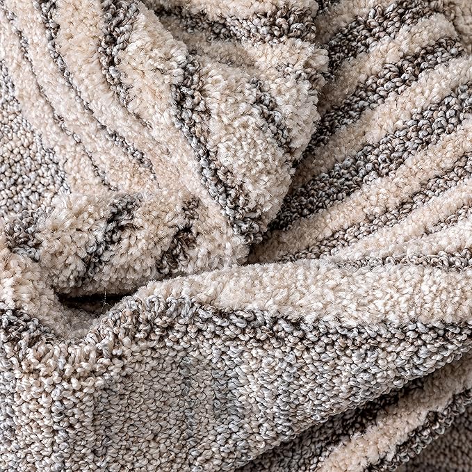 Well Woven Harlow Collection Briar Beige - Modern Tribal Minimalist Geometric 8x10 Area Rug - Ideal for Living Room, Dining Room & Bedroom - Durable, Stain Resistant & Easy to Clean