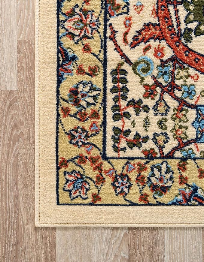 Unique Loom Espahan Collection Area Rug - Cape Cod (7' 1" x 10' Rectangle, Cream/ Black)