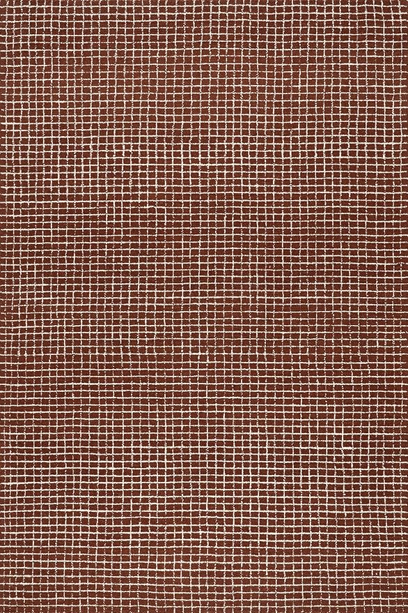 Rugs USA Melrose Checked Wool Area Rug - 5x8 Area Rug Contemporary Chestnut/Ivory for Living Room Bedroom Dining Room Kitchen