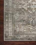 Loloi Layla Collection LAY-13 Antique/Moss 2'-6" x 12'-0" .13" Thick Runner Rug, Soft, Durable, Vintage Inspired, Distressed, Low Pile, Non-Shedding, Easy Clean, Printed, Living Room Rug