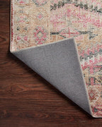 Loloi Layla Collection LAY-17 Pink/Lagoon 2'-6" x 9'-6" .13" Thick Runner Rug, Soft, Durable, Vintage Inspired, Distressed, Low Pile, Non-Shedding, Easy Clean, Printed, Living Room Rug