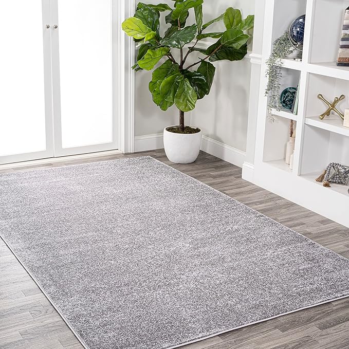 Eyely UES100A-4 Supersoft Haze Solid Low-Pile Indoor Area Rug Casual;Contemporary;Solid;Traditional, Bedroom, Kitchen, Living Room, Easy-Cleaning, Non-Shedding, 4 X 6, Gray