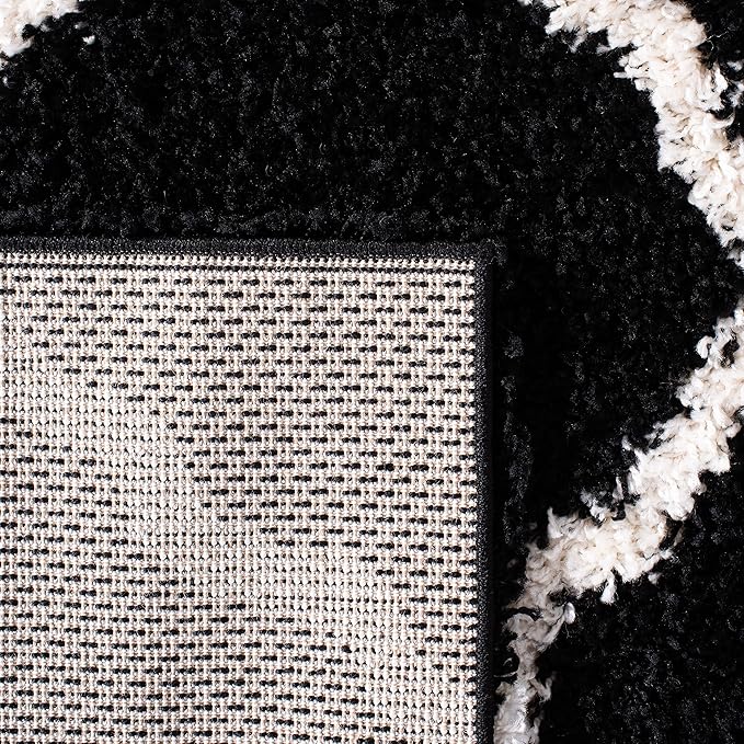 SAFAVIEH Dallas Shag Collection Area Rug - 8'6" x 12', Black & Ivory, Trellis Design, Non-Shedding & Easy Care, 1.5-inch Thick Ideal for High Traffic Areas in Living Room, Bedroom (SGD257Z)