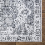 Bloom Rugs Caria Washable Non-Slip 3x5 Rug - Silver/Dark Gray Traditional Area Rug for Living Room, Bedroom, Dining Room, and Kitchen - Exact Size: 3' x 5'