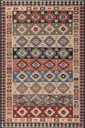 Dash & Albert Balsam Kilim Multi Machine Washable Rug, 9.5 X 13.5 Feet, Red Geometric Pattern