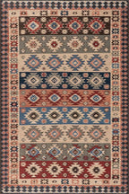 Dash & Albert Balsam Kilim Multi Machine Washable Rug, 7.5 X 9.5 Feet, Red Geometric Pattern