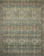 Loloi Magnolia Home by Joanna Gaines Sinclair Collection SIN-03 Turquoise/Multi 8'-6" x 11'-6", .25" Pile Height, Machine Washable, Area Rug