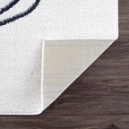 Abani Rugs Cream and Gray 5’3” x 7’6” (5'x8') Mid-Century Rug with Circles and Lines. Neutral Tones of Cream, Gray and a pop of Yellow. Minimalistic Design Turkish Stain Resistant Area Rug.