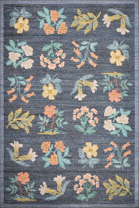 Loloi Rifle Paper Co. Rosa Collection RSA-03 Navy 5'-0" x 7'-6" Area Rug