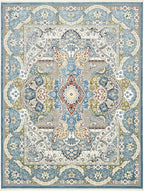 Unique Loom Narenj Collection Classic Traditional Medallion Textured Design Area Rug, 10 x 13 ft, Blue/Tan