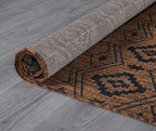 Beverly Rug Waikiki Boho Indoor Outdoor Rug 8x10, Washable Outside Carpet for Patio, Deck, Porch, Bohemian Area Rug, Farmhouse Rugs, Aztec Tribal Rug, Nut Brown and Black