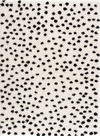 Hauteloom Tilos Dalmatian Hallway, Entryway Shag Runner Rug - Shaggy Runner Rug - Dot Pattern - High Plush Pile - Black, White - 2'7" x 7'3"