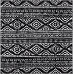 SAFAVIEH Tulum Collection Area Rug - 6'7" Square, Black & Ivory, Moroccan Boho Tribal Design, Non-Shedding & Easy to Clean, Ideal for Living Room, Bedroom, Dining Space (TUL272Z)