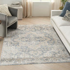 Nourison Home Astra Machine Washable Traditional Grey/Blue 6'7" x 9' Area Rug, Easy Clean, Non Shedding, Bed Room, Living Room, Dining Room, Kitchen (7x9)