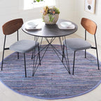 SAFAVIEH Rag Rug Collection 4' Round Purple / Multi RAR121D Handmade Boho Stripe Cotton Area Rug