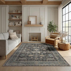 Area Rug Non Slip Machine Washable Ultra Soft Living Room/Bedroom/Kitchen/Outdoor/Classroom Silver, 5'×7'
