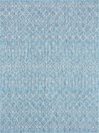 Unique Loom Outdoor Trellis Collection Area Rug - Tribal Trellis (9' x 12' Rectangle, Aqua/ Ivory)