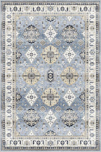 Dripex Vintage Washable Area Rug - 5x8 Distressed Rugs for Living Room Bedroom Oriental Medallion Floral Print Carpet Low-Pile Indoor Soft Non-Slip Accent Rug Farmhouse Office Home Decor