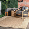 Nuloom Asha Light Brown/Ivory, 5' x 8', Casual, Striped Border, Soft and Cozy, High Traffic, Stain Resistant, Easy Clean, Durable Area Rug for Indoor/Outdoor Patio, Deck, Porch, Garden, Courtyard