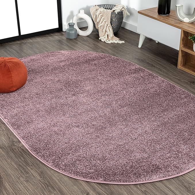 Eyely UES100R-4OV Supersoft Haze Solid Low-Pile Indoor Area Rug Casual;Contemporary;Solid;Traditional, Bedroom, Kitchen, Living Room, Easy-Cleaning, Non-Shedding, 4 X 6 Oval, Light Purple