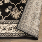 Superior Elegant Kingfield Collection Area Rug, 8mm Pile Height with Jute Backing, Classic Bordered Rug Design, Anti-Static, Water-Repellent Rugs - Black, 2'7" x 8' Runner