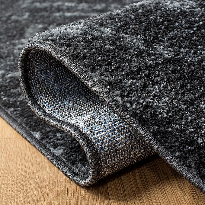 SAFAVIEH Adirondack Collection Area Rug - 6' Square, Dark Grey & Grey, Modern Diamond Distressed Design, Non-Shedding & Easy Care, Ideal for High Traffic Areas in Living Room, Bedroom (ADR131F)