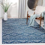 SAFAVIEH Area Rug 4x6 - Tulum Collection - Navy & Ivory, Moroccan Boho Tribal Design, Non-Shedding & Easy to Clean, Ideal for Living Room, Bedroom, Dining Space (TUL272N)