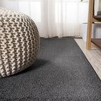 Eyely UES100I-3OV Supersoft Haze Solid Low-Pile Indoor Area Rug Casual;Contemporary;Solid;Traditional, Bedroom, Kitchen, Living Room, Easy-Cleaning, Non-Shedding, 3 X 5 Oval, Black