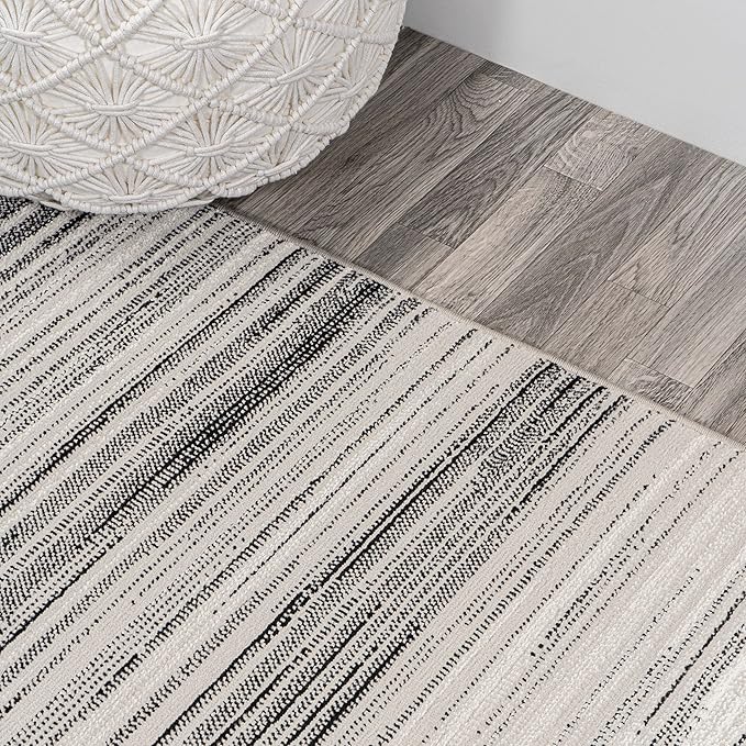 JONATHAN Y Austin Gradient Striped Gray/Black Runner Rug, 2x8, Modern, Contemporary, Easy-Cleaning for Living Room, Bedroom, Kitchen, Pet Friendly, Non-Shedding (LUX103A-28)