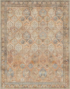 Bavni Washable Rug 8x10 Area Rug for Living Room Bedroom Dining, Washable Vintage Print Carpet, Ultra-Thin Low Pile Lightweight Rug with Non Slip Backing, Sunset Yellow