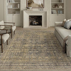 6x9 Brown Black Area Rug for Living Room Washable Vintage Distressed Carpet Large Bedroom Low Pile Non Slip Indoor Soft Retro Throw Accent Rug Office Kitchen Bathroom Dining Room
