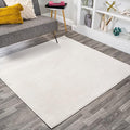 Eyely UES100T-9SQ Supersoft Haze Solid Low-Pile Indoor Area Rug, Coastal, Bohemian, Minimalist, Classic, Casual for Bedroom,Kitchen,Living Room,Non Shedding,Easy-Washing, Cream, 9' Square