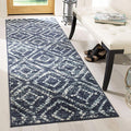 SAFAVIEH Adirondack Collection Runner Rug - 2'6" x 16', Navy & Ivory, Modern Diamond Distressed Design, Non-Shedding & Easy Care, Ideal for High Traffic Areas in Living Room, Bedroom (ADR131N)