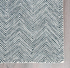 Modern Herringbone Chevron Collection Handcrafted Wool Area Rug - Durable, Zigzag Pattern, for High Traffic, Contemporary Design for Living Room, Bedroom, Dining Room Decor (Denim Blue, 6' x 6' sq)