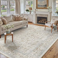 Taupe Area Rug 5x8 Machine Washable Vintage Living Room Distressed Non Slip Carpet Traditional Indoor Bedroom Retro Floral Accent Throw Large Rug for Office Kitchen Bathroom Dining Room