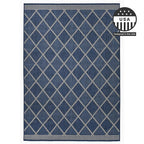 FH Home Flat Woven Outdoor Rug - Waterproof, Easy to Clean, Stain Resistant - Premium Polypropylene Yarn - Moroccan Geometric Lattice - Patio, Porch, Deck, Balcony - Tunis - Blue - 5ft 4in x 7ft 6in