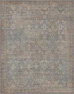 8x10 Area Rug Machine Washable Boho Rug for Living Room,Ultra-Thin Low Pile Carpet,Lightweight Indoor Printed Rug,Non Slip Floral Area Rug for Bedroom, Dining Room, Home Office,Grayish Blue