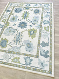 Fame Living Green Oushak Rug, Modern, Vintage, Turkish, Eclectic, Floral, Pastel, Washable, Area Rugs for Living Room, Dining, Bedroom, Office, Entryway, Foyer, Playroom, Nursery, 5'x6'9"