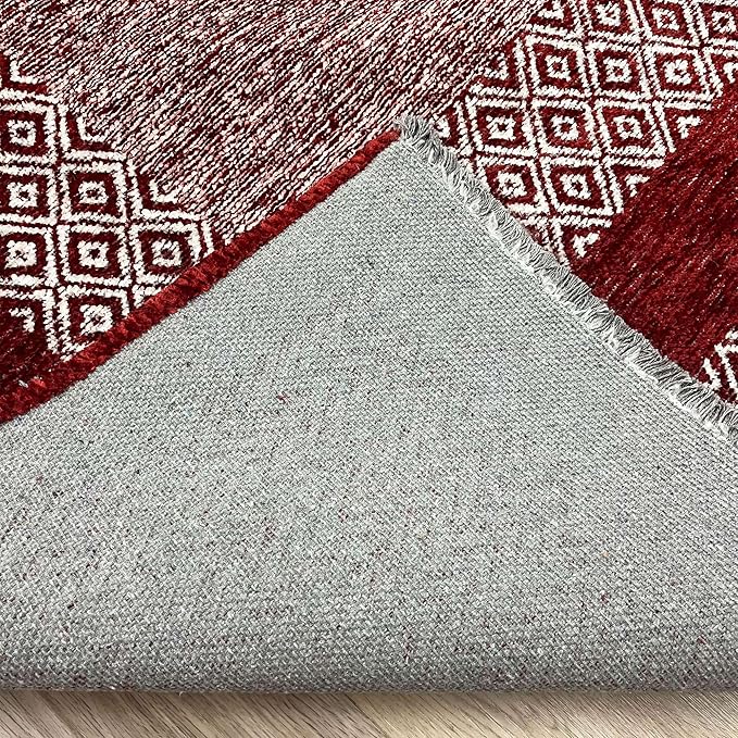 Alfa Rich 5x8 Red Burgundy Washable Area Rugs for Living Room Bedroom Kitchen Cotton Rug