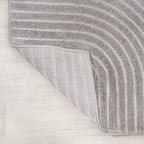 JONATHAN Y Hallie High-Low Curve Gray/Ivory 7' Round Indoor/Outdoor Area Rug, Minimalist, Pet Friendly, Non-Shedding, Stain Resistant, Hose-Washable for Backyard, Patio, Porch (SCN100A-7R)