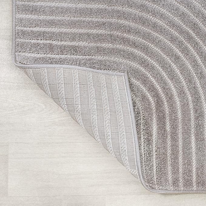 JONATHAN Y Hallie High-Low Curve Gray/Ivory Indoor/Outdoor Area Rug, 6x9, Minimalist, Pet Friendly, Non-Shedding, Stain Resistant, Hose-Washable for Backyard, Patio, Porch (SCN100A-6)